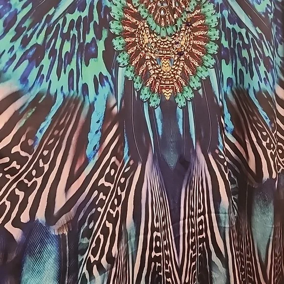 SAKKAS CAFTAN or KAFTAN  Flowing TUNIC Eyecatching Butterfly Print DRESS - Picture 7 of 7